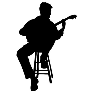Acoustic Guitarist On Stool silhouette2